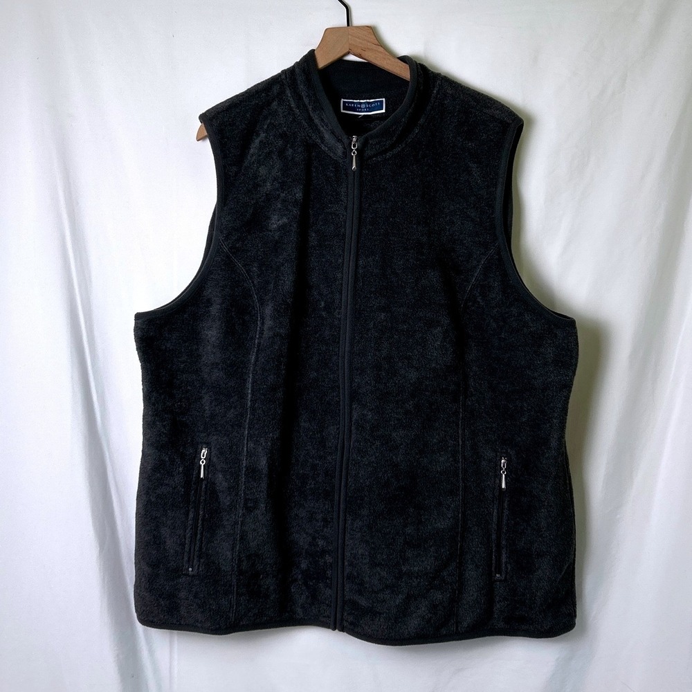Karen Scott Womens Plus Size Fleece Full Zip Mock Neck Vest Size 3X Gray Casual